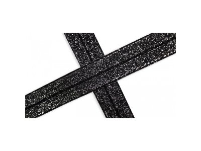 Elastisches Einfassband/Falzgummi 20 mm mit Glitzerfäden - uni schwarz