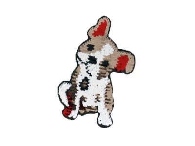 Aufbügler Patch mit Pailletten ca. 16 x 22 mm - Hund - braun/rot