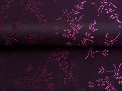 Jacquard Futterstoff - Blumensträuße - violett