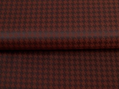 Jacquard Futterstoff - Hahnentritt-Muster - cognac