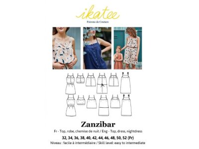 Französische Papier-Schnittmuster Ikatee - Top / Kleid ZANZIBAR - Damen