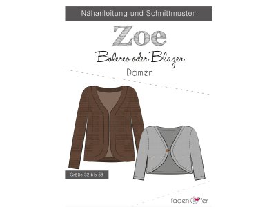 Papier-Schnittmuster Fadenkäfer - Bolereo oder Blazer ZOE - Damen